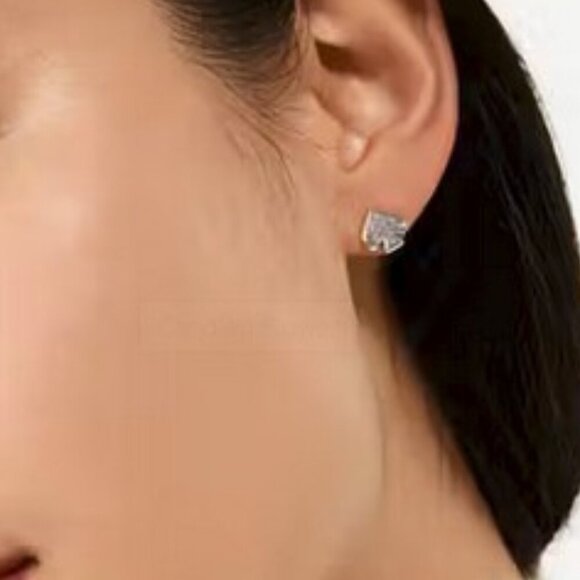 Kate Spade Everyday Spade Glitter Enamel Studs Silver NWT - Picture 3 of 5